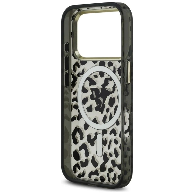 Etui Guess MagSafe do iPhone 17 Pro Leopard Glitter Black