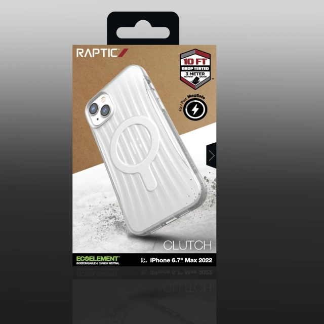 Raptic Clutch Built Case iPhone 14 Plus mit transparenter MagSafe-Rückseite