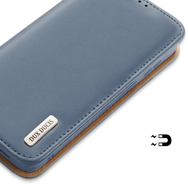 Dux Ducis Hivo Leather Flip Cover Originální kožená peněženka na karty a dokumenty Samsung Galaxy S22 (S22 Plus) modrá