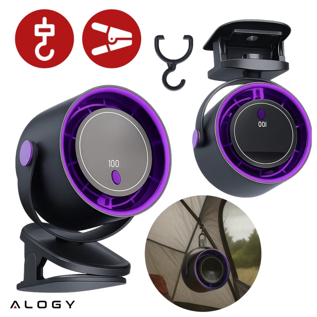 Fan Desk Fan Standing Small Circulator with Clip Cordless Handheld 500mAh USB-C Alogy White