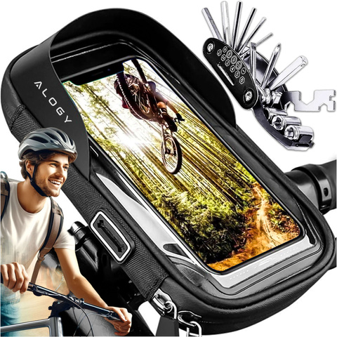 Pouzdro Brašna na kolo Pouzdro na telefon 6,4 palcový držák na řidítka na kolo 0,5 l Černá Nástroje Multitool Keys 16v1 Alogy