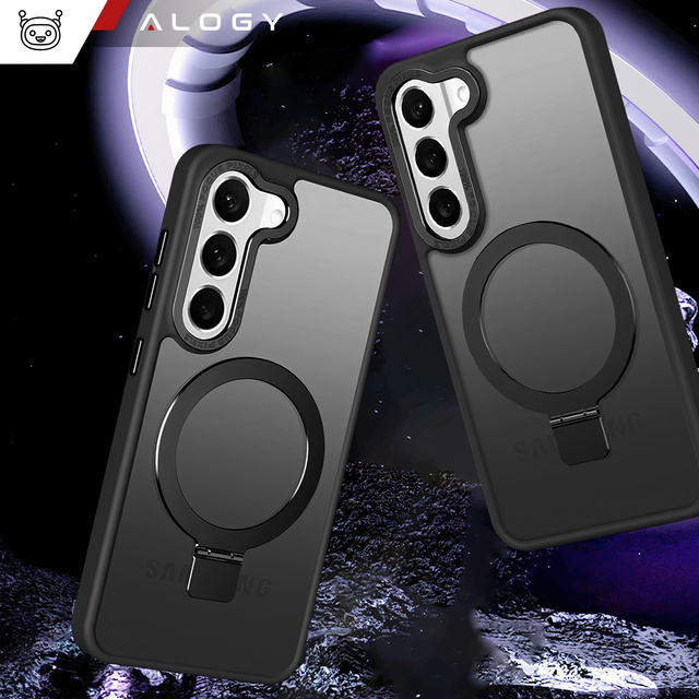Etui pancerne Alogy Stand Ring Case obudowa na telefon do MagSafe do Samsung Galaxy S23+ Plus matowe Czarne