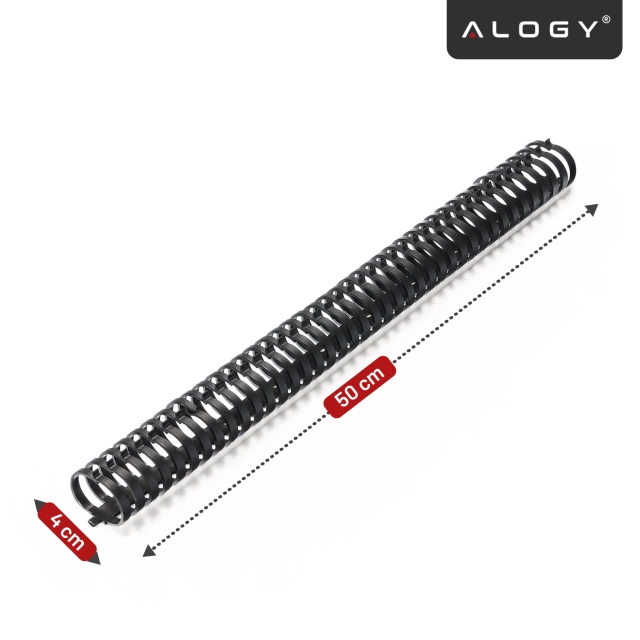 Federbelasteter Kabelorganizer für unter den Schreibtisch – flexible, selbstklebende Kabelmanagement-Abdeckung (50 × 4 cm) – Alogy CableStrip™ Schwarz