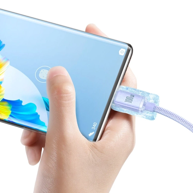 Кабель Baseus Crystal Shine Series Кабель USB для швидкої зарядки та передачі даних USB Type A - USB Type C 100W 2m фіолетовий (CAJY000505)