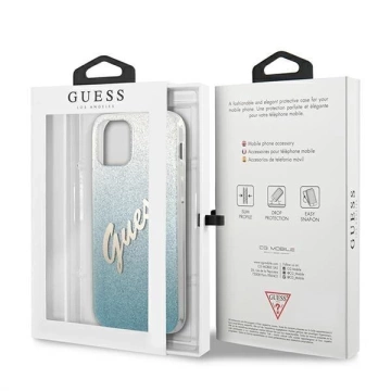Guess GUHCP12MPCUGLSBL iPhone 12/12 Pro 6,1" niebieski/синій жорсткий чохол Glitter Gradient Script