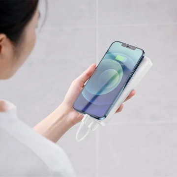 Повербанк з дисплеєм Baseus Bipow 10000mAh 15W білий (Overseas Edition) USB-A - Micro USB кабель 0,25 м білий (PPBD050002)