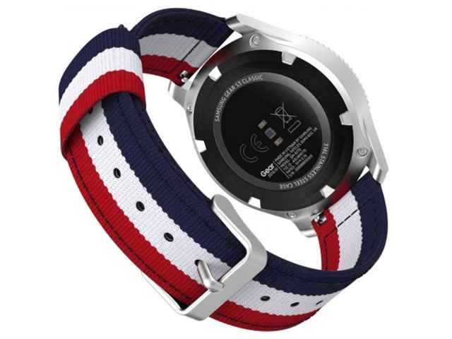 Welling nylon strap for Samsung Gear S3 /watch 46mm red white navy blue (22mm)