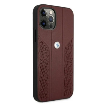 Etui BMW BMHCP12MRSPPR do Apple iPhone 12/ 12 Pro 6,1" pevné pouzdro Leather Curve Perforate