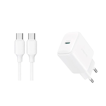 Síťová nabíječka Joyroom USB-C PD 20W – bílý kabel USB-C / USB-C 1m