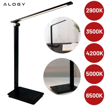 Alogy Desk LED Lamp with USB Charging Port, Foldable, Black