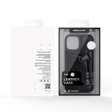 Kožené puzdro Nillkin Aoge Flexibilné pancierové puzdro z pravej kože s vreckom iPhone 12 mini čierny