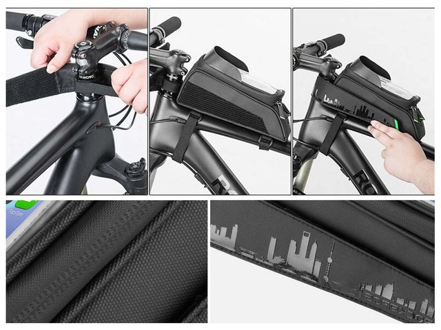 Pouch bag bicycle pannier bike frame holder RockBros 029-1BK Black