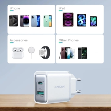 Мережевий зарядний пристрій Joyroom USB-C / USB-A 30 Вт - білий