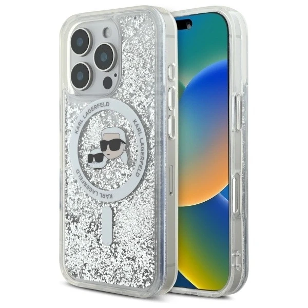 Etui Karl Lagerfeld pro iPhone 16 Pro Max 6,9" Magsafe Hardcase Transparent Liquid Glitter Karl