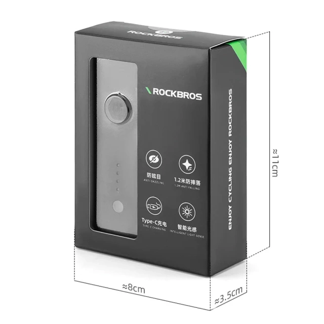 Rockbros 24510003001 передній велосипедний ліхтар 260 лм USB-C - кабель USB-A - чорний