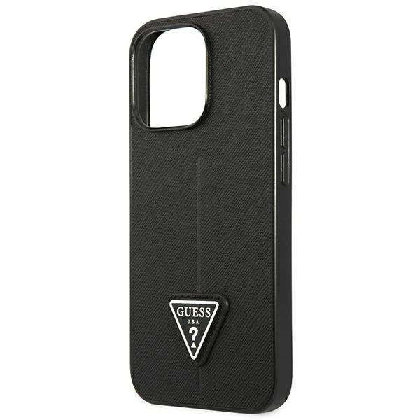 Etui Guess GUHCP14LPSATLK do Apple iPhone 14 Pro 6,1" černý/černý pevný obal SaffianoTriangle Logo