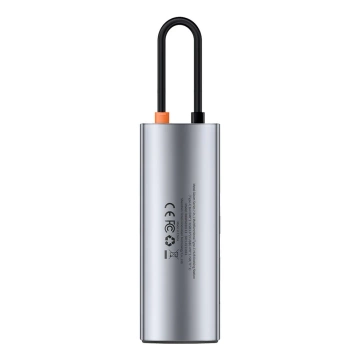 Багатофункціональний USB HUB 7in1 Type C HDMI TF PD Card Reader Baseus Metal Gleam Series сірий (WKWG020113)
