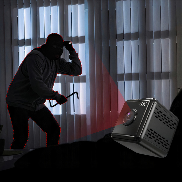 Panoramatický fotoaparát Mini digitální fotoaparát Spy Nanny Mikrofon 4K UHD Full HD micro SD Black