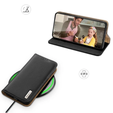 Dux Ducis Hivo Leather Flip Cover Genuine Leather Card &amp; ID Wallet Samsung Galaxy S22 (S22 Plus) Black