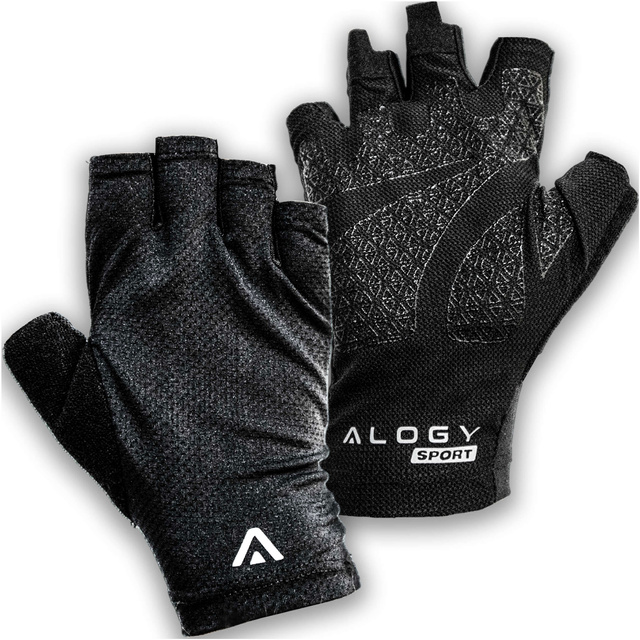 Alogy Cycling gloves XL короткі без пальців чоловічі жіночі унісекс спортивні велорукавички для MTB Gravel Kross Black