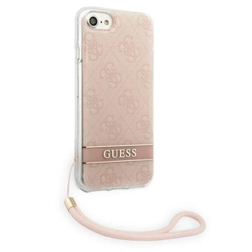Чохол для телефону Guess для iPhone SE 2022 / SE 2020 / 7/ 8 рожевий/рожевий твердий чохол 4G Print Strap