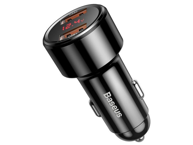 Автомобільний зарядний пристрій Baseus 2x USB Quick Charge QC 3.0 45W 6A Black