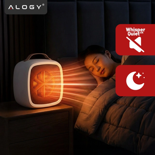 Grzejnik elektryczny farelka termowentylator mini 500W nagrzewnica ogrzewacz biurkowy do kontaktu Alogy biały