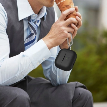 Silikónové ochranné puzdro s háčikom pre Samsung Galaxy Buds 3/3 Pro Caffe Latte