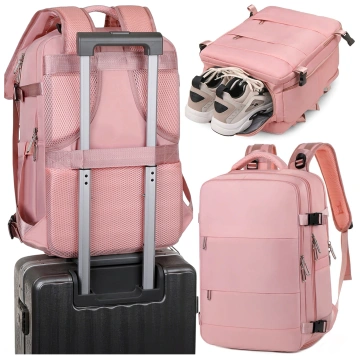 Women's Laptop Backpack Travel Suitcase Luggage for Plane Work School 45x30x20cm Alogy Pink