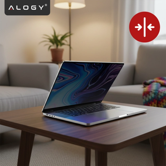 Magnetyczna folia prywatyzująca do MacBook Air 13.6" 2022–2025 – ochrona prywatności, łatwy montaż, pokrowiec do przechowywania, redukcja odblasków – Alogy SecureView™