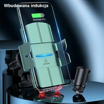 USAMS US-CD133 10W Automatický indukční držák telefonu do auta pro ventilaci. Starod CD133ZJ02 zelená/zelená