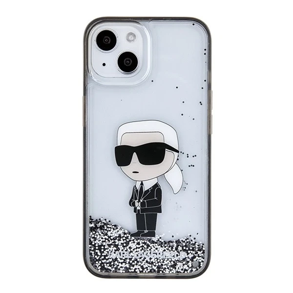 Etui Karl Lagerfeld KLHCP15SLKKNSK na iPhone 15 6,1" průhledný pevný obal Liquid Glitter Ikonik