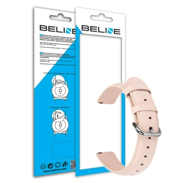 Smartwatch strap Beline watch strap universal for 20mm Elegance pink/pink