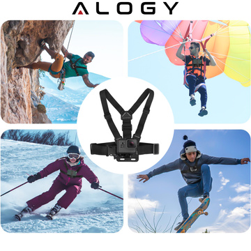 Спортивний ремінь Alogy Chest нагрудний тримач для фотоапарата, камер GoPro, телефону універсальний Black