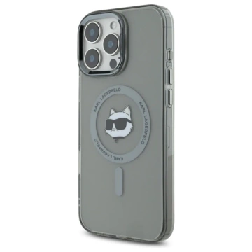 Karl Lagerfeld iPhone 16 Pro Max 6.9" Case Black MagSafe Hardcase IML Metal Choupette Head