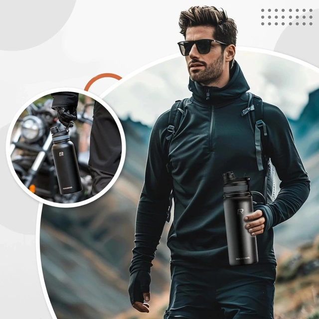 Rockbros 35210029001 Fahrrad-Thermoflasche für Getränke 530 ml – Schwarz