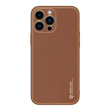 Dux Ducis Yolo Hülle iPhone 14 Pro elegante Hülle aus braunem Kunstleder