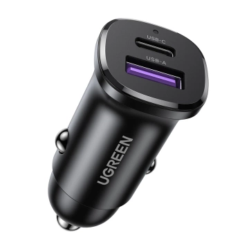 Ugreen EC305 25845 USB-C USB-A 30W autonabíjačka - čierna