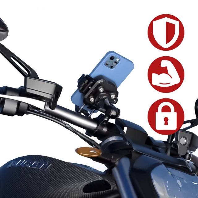 Držiak na telefón KEWIG M33-C1 na riadidlá motocykla s ochranou proti nárazom pre motorku, štvorkolku, skúter, čierny