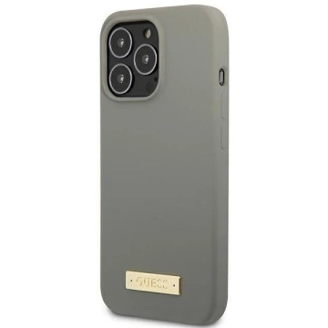 Etui Guess GUHMP13LSPLG pro Apple iPhone 13 Pro / 13 6,1" szary/šedé pevné pouzdro Silikonová deska s logem MagSafe