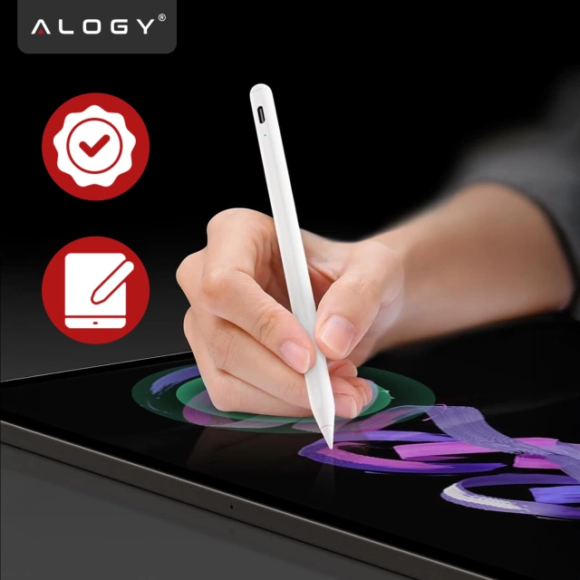 Magnetické pero Alogy pro poznámkové a skicovací pero pro Apple iPad Pro/ Air/ Mini White