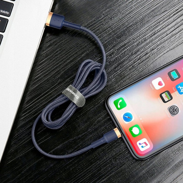 2m Baseus Keviar USB Lightning kabel pro iPhone iPad iPod 1,5A Navy Blue