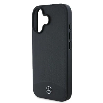 Mercedes iPhone 16 Case 6.1" Czarny MagSafe Hardcase Textured And Plain Leather