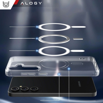 Pouzdro pro Samsung Galaxy S23 FE Plus Mag Safe Hybrid Case Zadní kryt krytu Anti-Shock Clear Alogy Transparent Glass