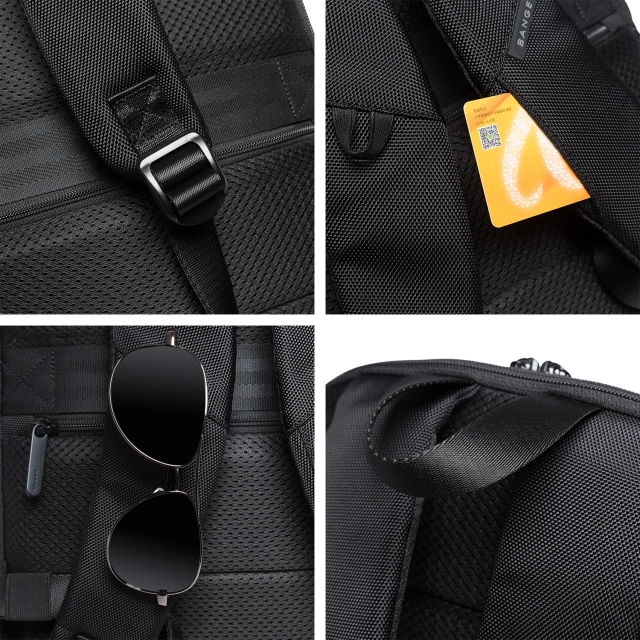 Bange Wasserdichter Rucksack für Laptops bis 15,6 Zoll, 43 x 31 x 7 cm, ideal für Stadt, Reisen, Arbeit und Flugreisen, für Damen und Herren, Schwarz