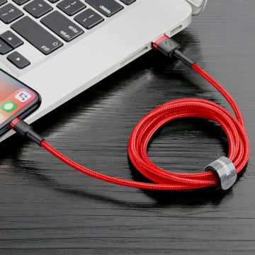 Baseus Cafule Cable strapazierfähiges Nylonkabel USB / Lightning QC3.0 2.4A 1M rot (CALKLF-B09)