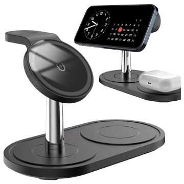 Індуктивний зарядний пристрій 3в1 для телефону годинник навушники Alogy Qi Charger для Apple iPhone Watch AirPods Black