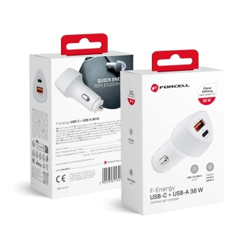 Autonabíjačka Forcell Carbon 38W PD 3.0 QC 3.0 s USB-C a USB konektorom