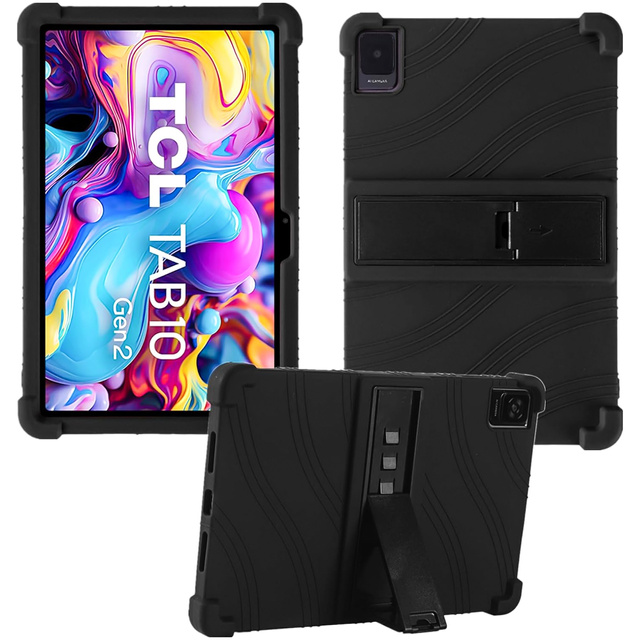 Glass Case for TCL TAB 10 Gen2 8496G 10.36" 10.4 Tablet Case Silicone Alogy Stand Case Black Free Stylus