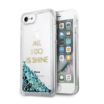 Guess GUHCP7GLUQBL iPhone 6/7/8 /SE 2020 niebieski/blaue Hartschale Liquid Glitter Party